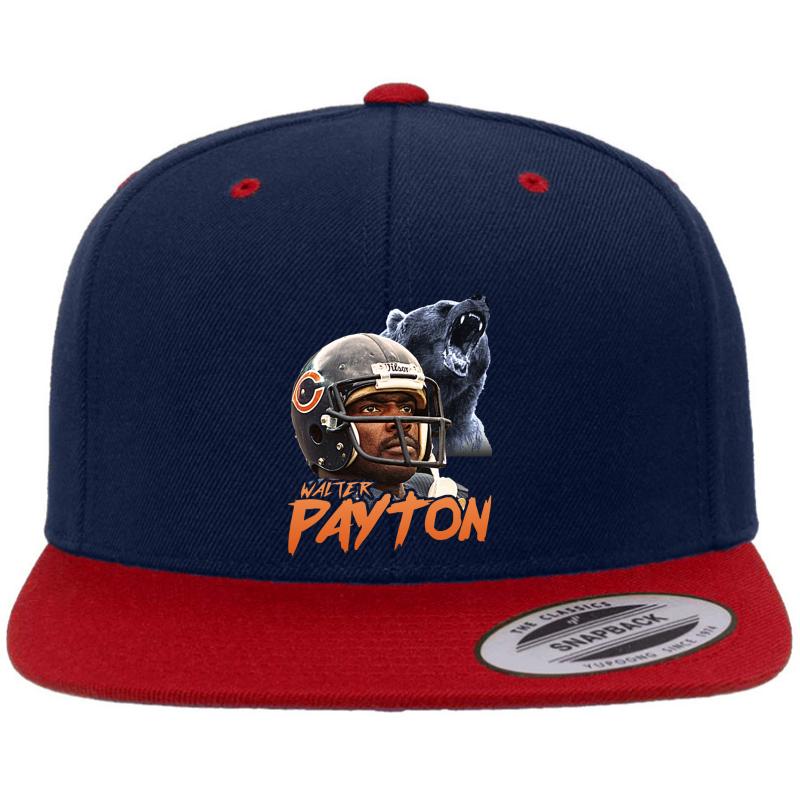 Walter Payton Vintage Chicago Bears Fan Design  Premium Flat Bill Snapback Cap  Navy