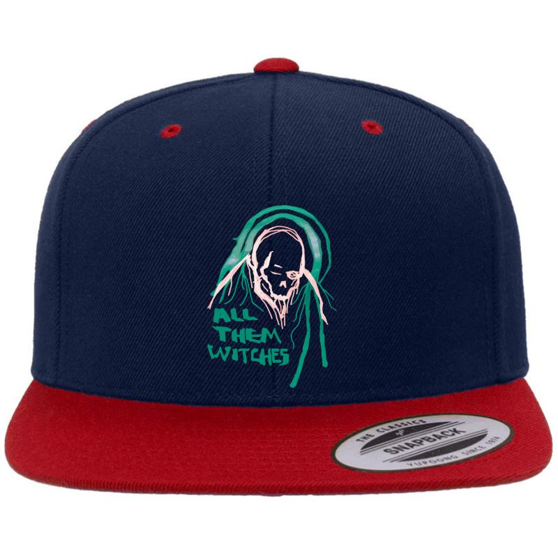 All Them Witches Atw Colourful Skull Premium Flat Bill Snapback Cap  Navy