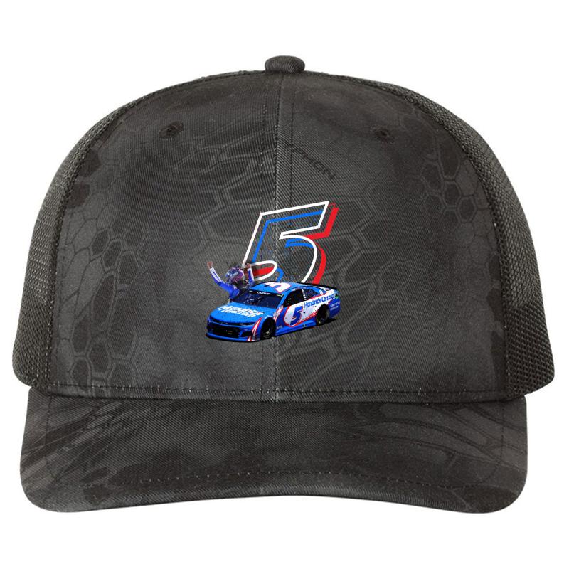 2021 Kyle Larson Chevy Richardson Premium Trucker Snapback Cap  Kryptek Typhon Black