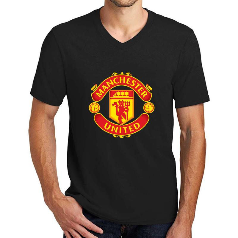 United Manchester Unisex V-Neck T-Shirt Men Black