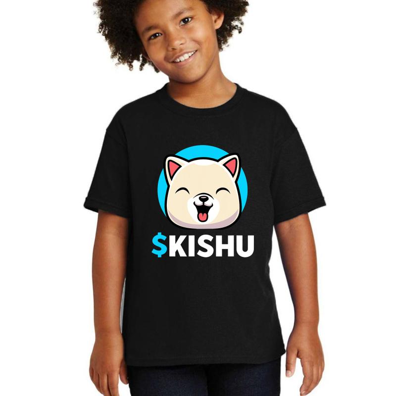 $Kishu Kishu Inu Coin Kishu Token Kishu Crypto Youth T-Shirt Boy Black