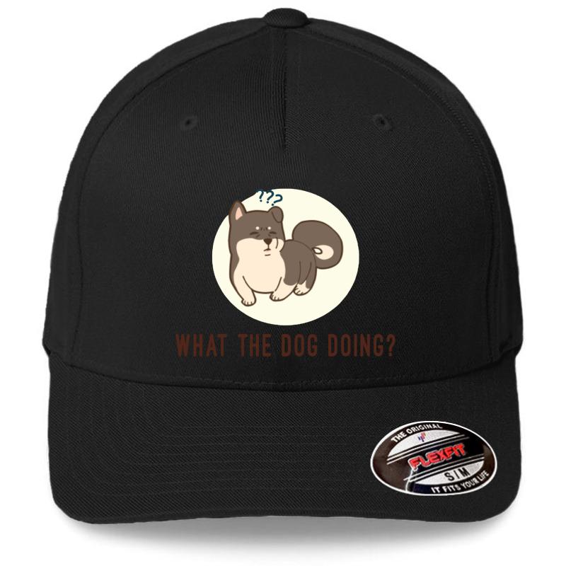 What The Dog Doin? Flexfit Baseball Cap  Black