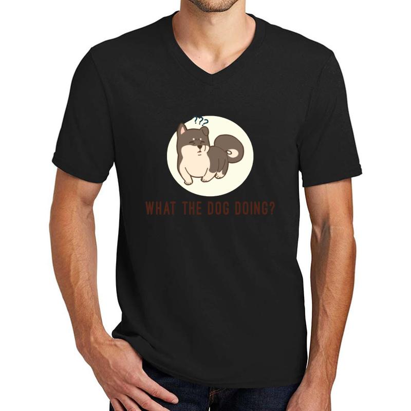 What The Dog Doin? Unisex V-Neck T-Shirt Men Black