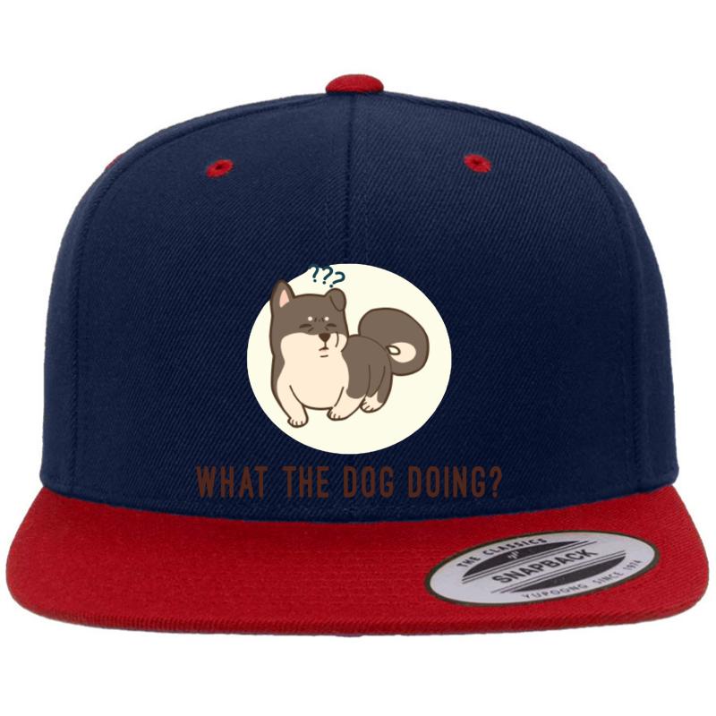 What The Dog Doin? Premium Flat Bill Snapback Cap  Navy