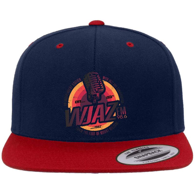 Vintage Radio Design Wjaz Premium Flat Bill Snapback Cap  Navy