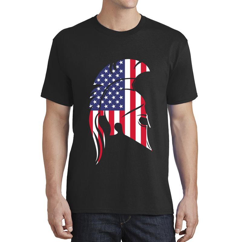 American Flag Spartan Unisex T-Shirt Men Black