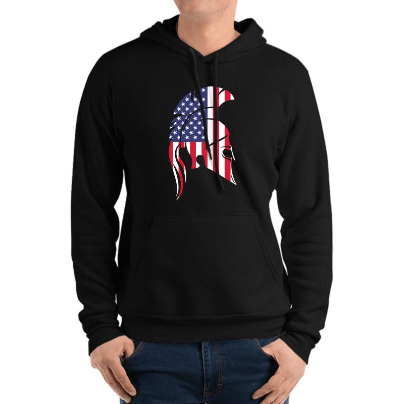 American Flag Spartan Unisex Hooded Sweatshirt Men Black