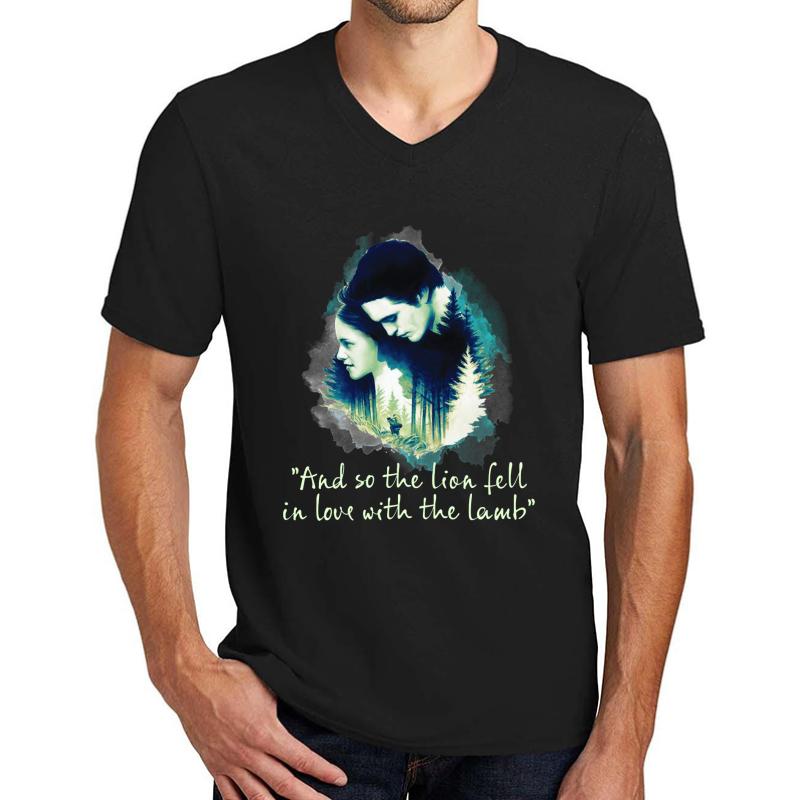 Twilight And So The Lion Fell In Love With The Lamb Uniex Twilight Movie Twilight Midnight Sun Movie Unisex V-Neck T-Shirt Men Black