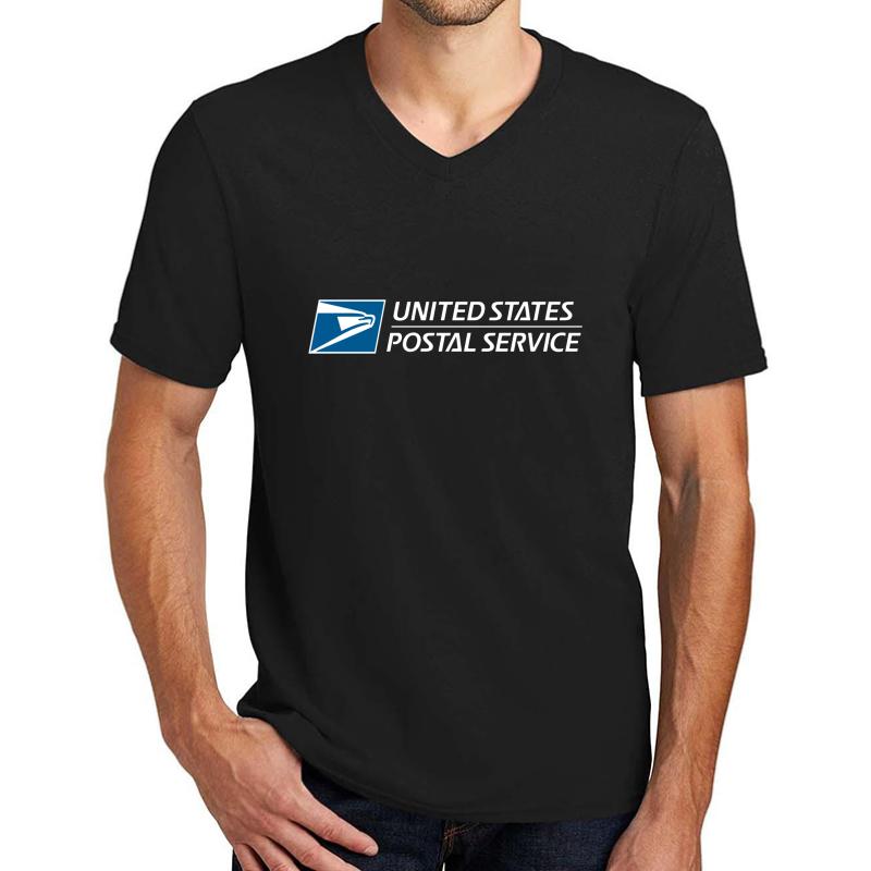 Usps Postal Service Unisex V-Neck T-Shirt Men Black