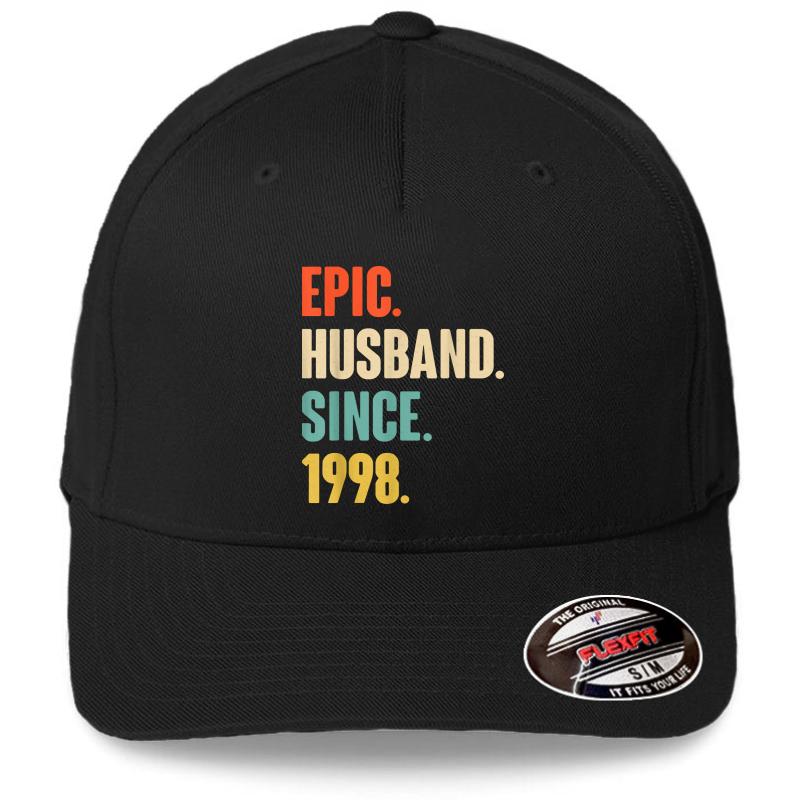 23Rd Wedding Anniversary Gift Him - Epic Husband Since 1998 Flexfit Baseball Cap  Black