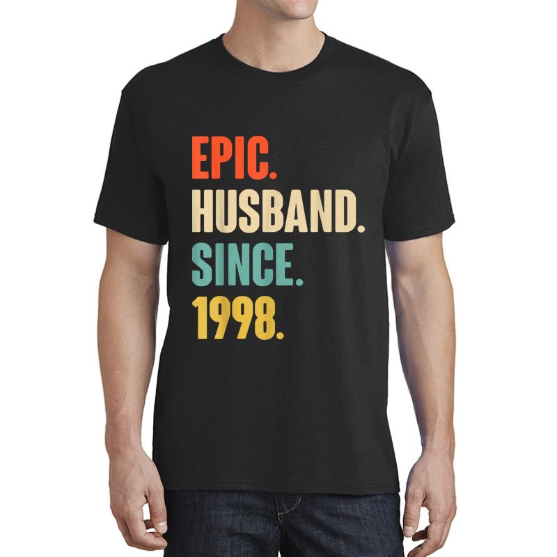 23Rd Wedding Anniversary Gift Him - Epic Husband Since 1998 Unisex T-Shirt Men Black