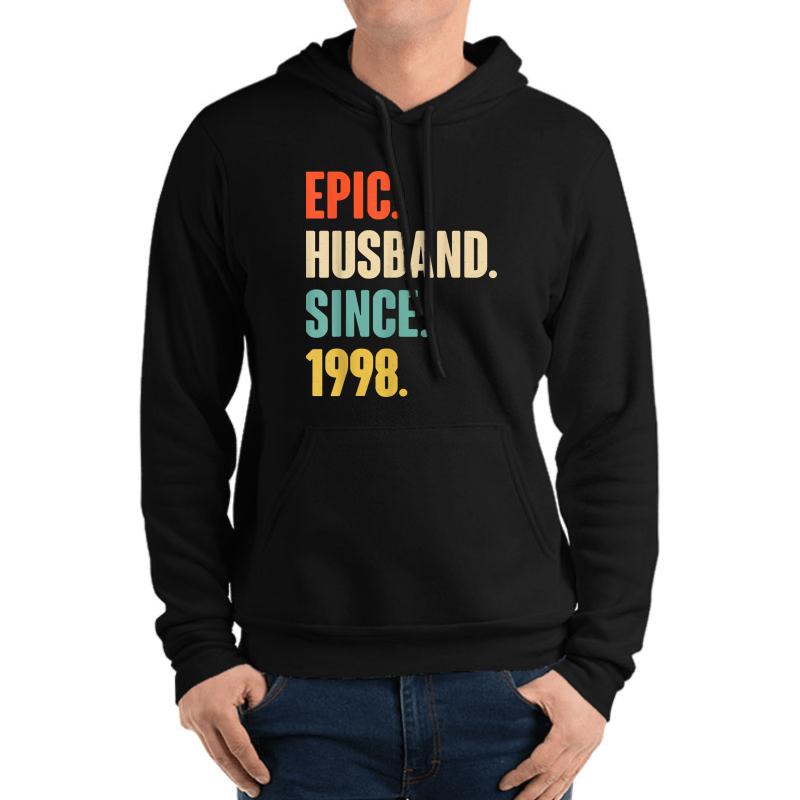 23Rd Wedding Anniversary Gift Him - Epic Husband Since 1998 Unisex Hooded Sweatshirt Men Black