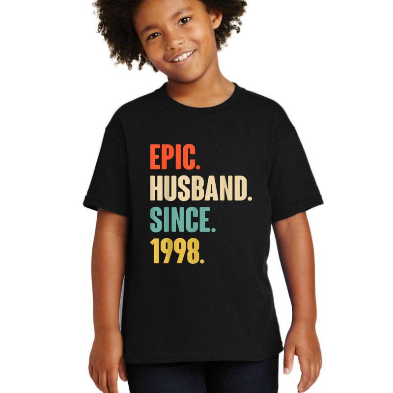 23Rd Wedding Anniversary Gift Him - Epic Husband Since 1998 Youth T-Shirt Boy Black