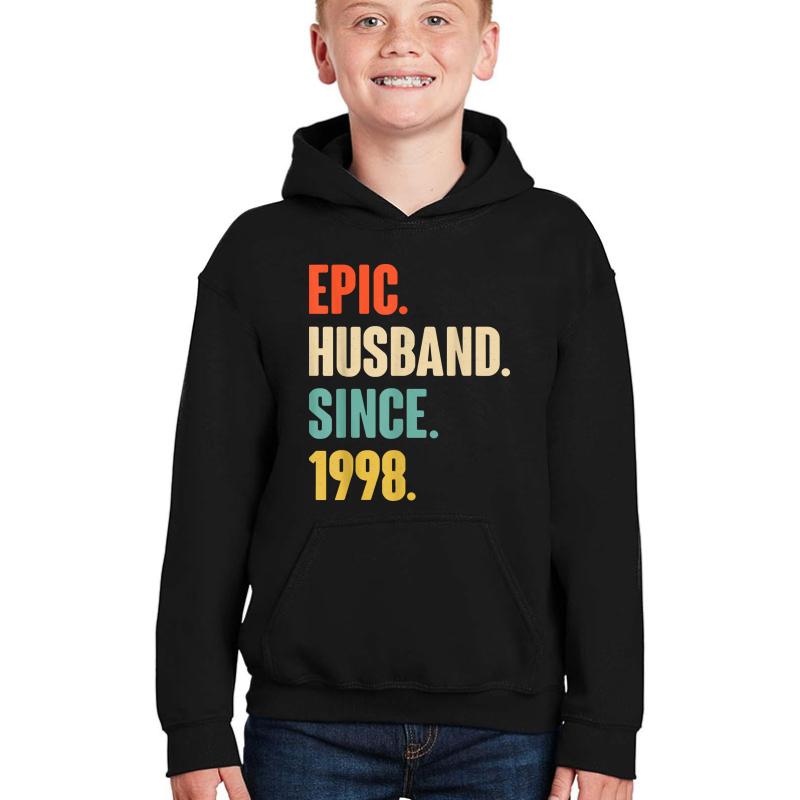 23Rd Wedding Anniversary Gift Him - Epic Husband Since 1998 Youth Hooded Sweatshirt Boy Black