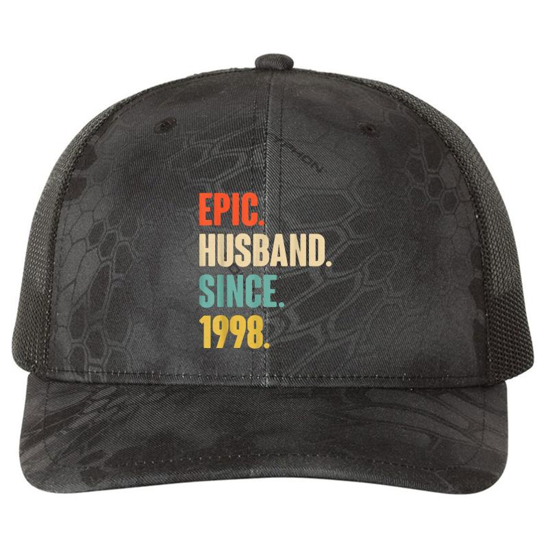 23Rd Wedding Anniversary Gift Him - Epic Husband Since 1998 Richardson Premium Trucker Snapback Cap  Kryptek Typhon Black