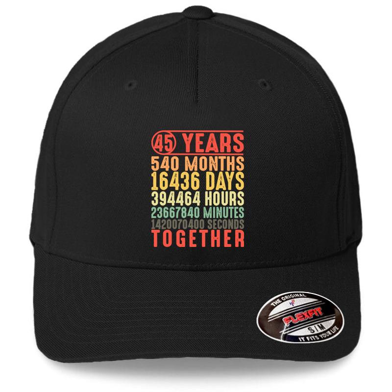 45 Year Marriage 45Th Wedding Anniversary Gifts For Parents Flexfit Baseball Cap  Black