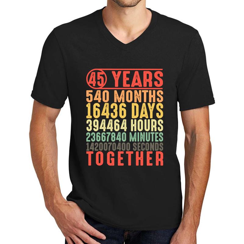 45 Year Marriage 45Th Wedding Anniversary Gifts For Parents Unisex V-Neck T-Shirt Men Black