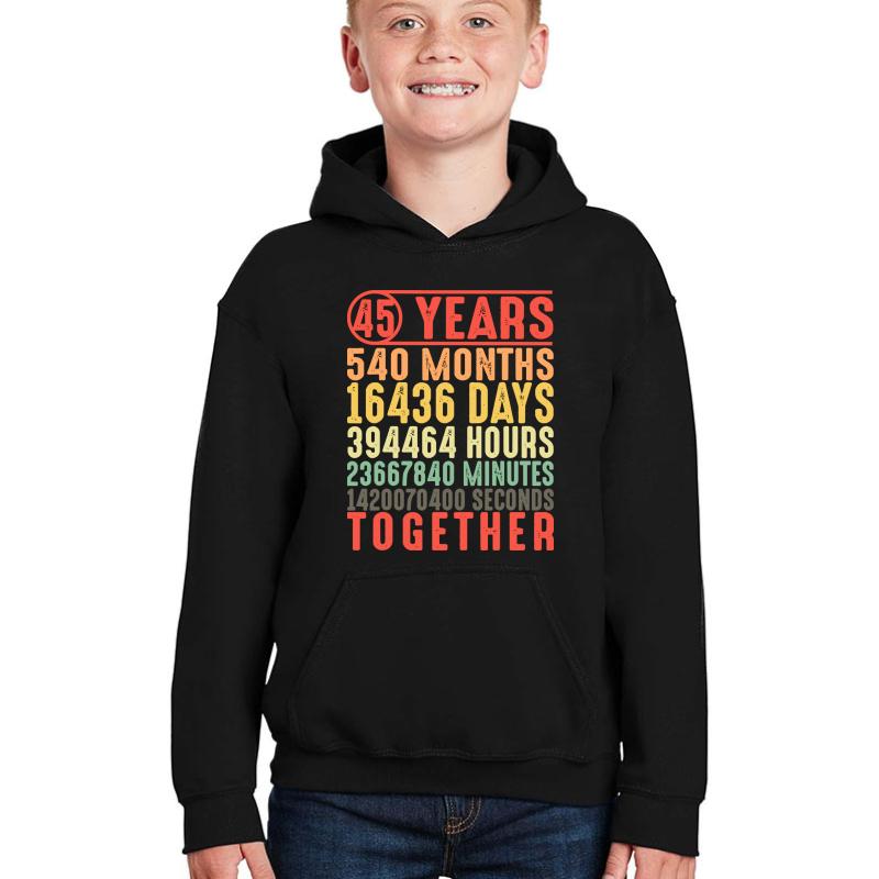 45 Year Marriage 45Th Wedding Anniversary Gifts For Parents Youth Hooded Sweatshirt Boy Black