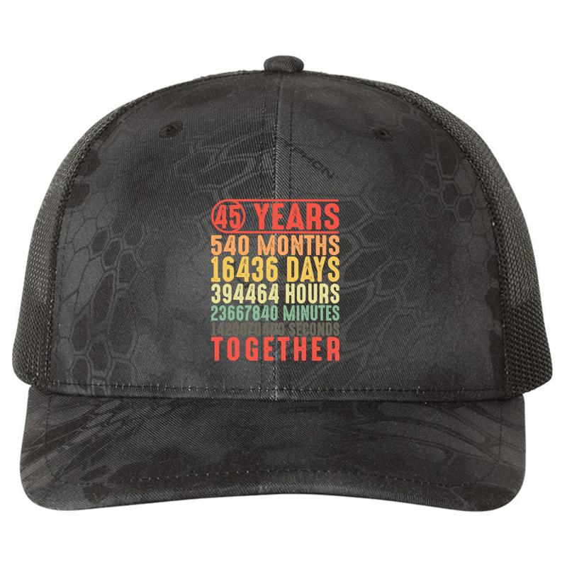 45 Year Marriage 45Th Wedding Anniversary Gifts For Parents Richardson Premium Trucker Snapback Cap  Kryptek Typhon Black