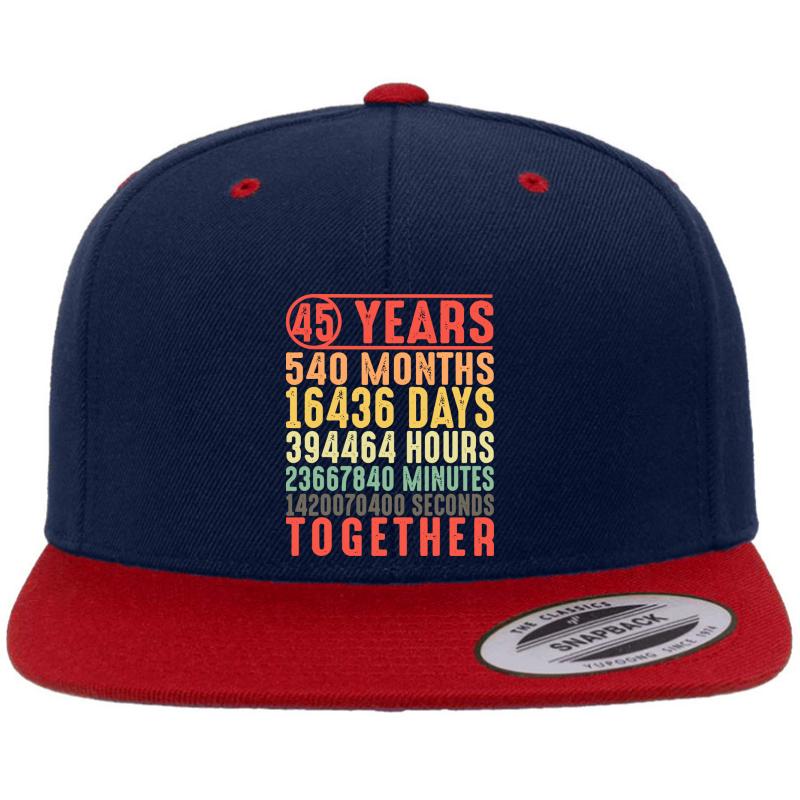 45 Year Marriage 45Th Wedding Anniversary Gifts For Parents Premium Flat Bill Snapback Cap  Navy