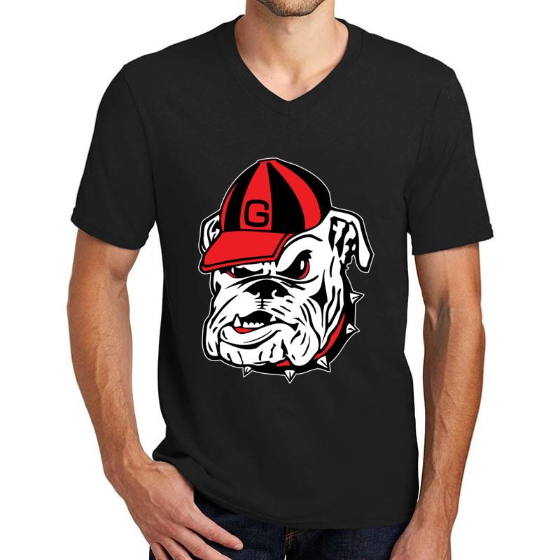 Uga Bulldog Unisex V-Neck T-Shirt Men Black