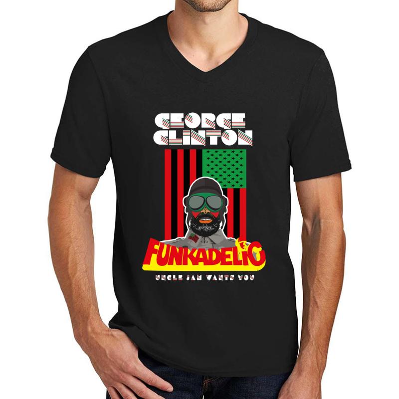 Uncle Jam Wants You Funkadelic George Clinton Unisex V-Neck T-Shirt Men Black