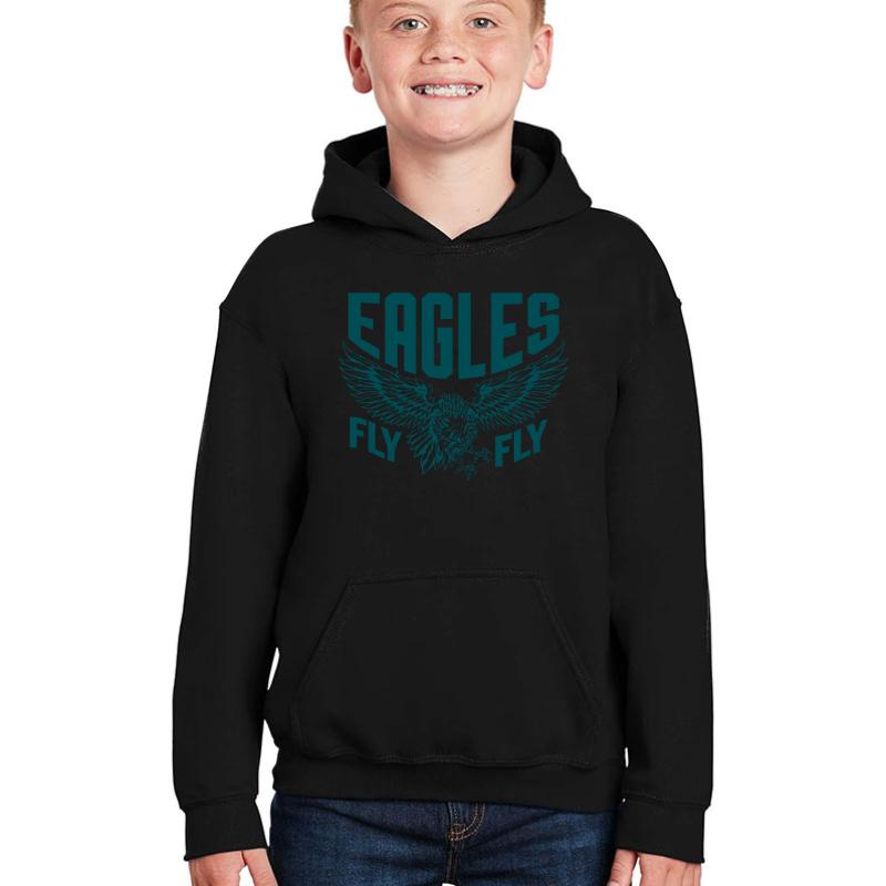 Vintage Philadelphia Football Team Fly Eagles Fly Philly Sport Gift Youth Hooded Sweatshirt Boy Black