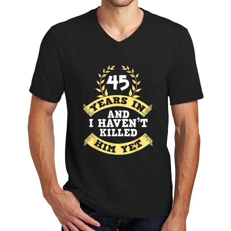 45Th Wedding Anniversary Gifts For Her Unisex V-Neck T-Shirt Men Black