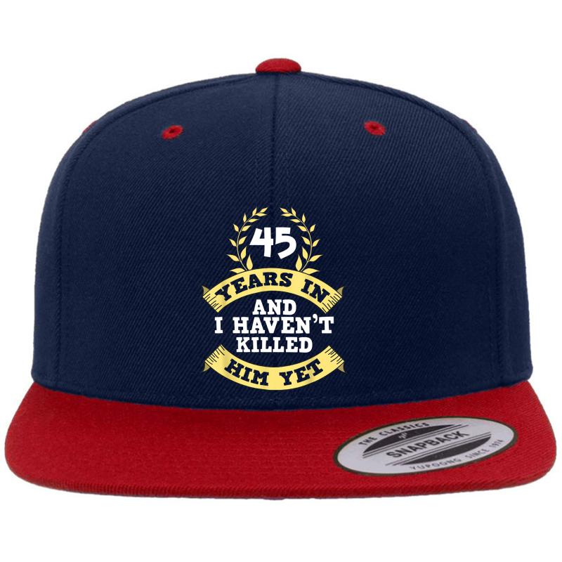 45Th Wedding Anniversary Gifts For Her Premium Flat Bill Snapback Cap  Navy