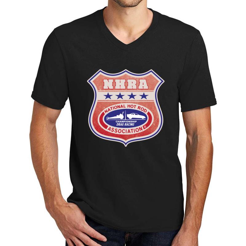 Vintage Distressed Nhra Logo Unisex V-Neck T-Shirt Men Black