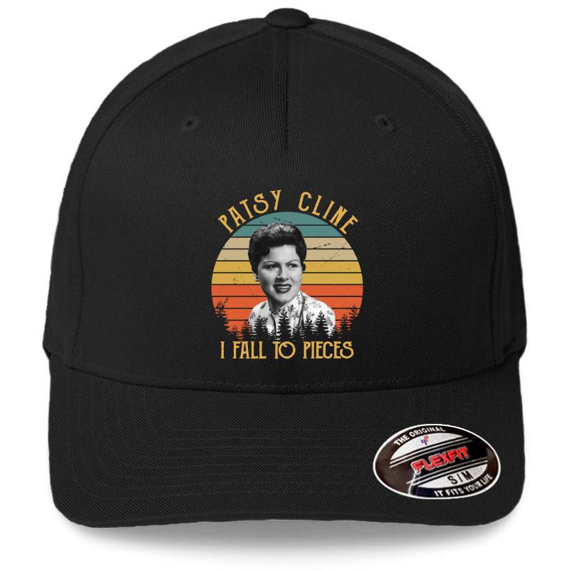 Vintage Patsy Cline I Fall To Pieces Flexfit Baseball Cap  Black