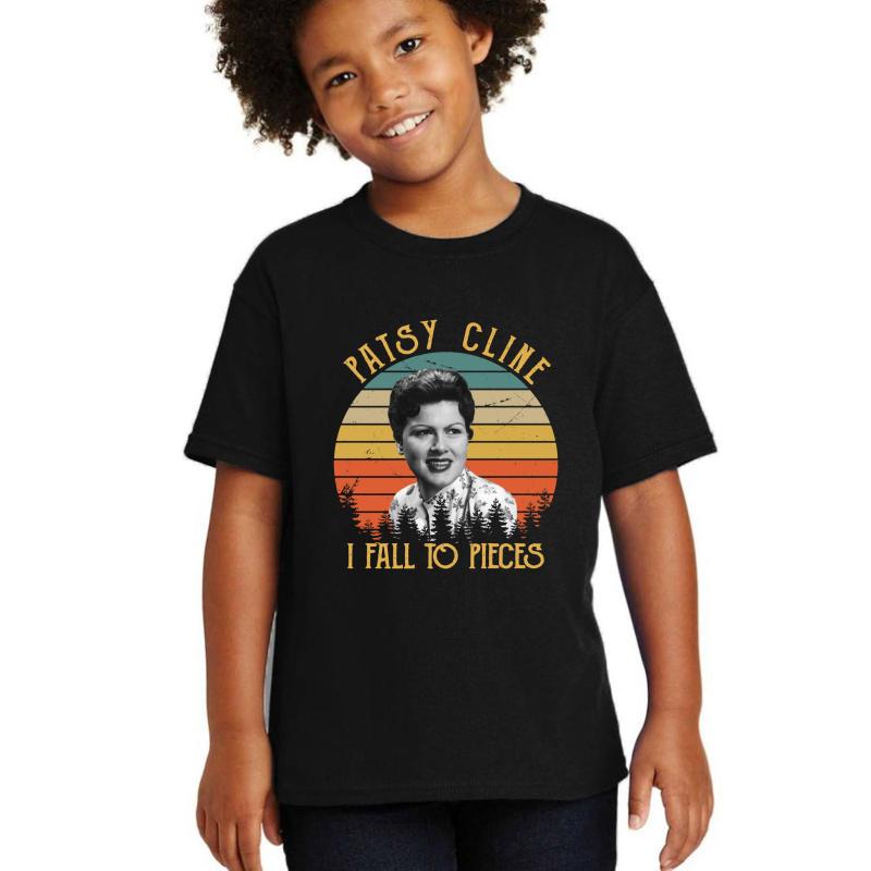 Vintage Patsy Cline I Fall To Pieces Youth T-Shirt Boy Black