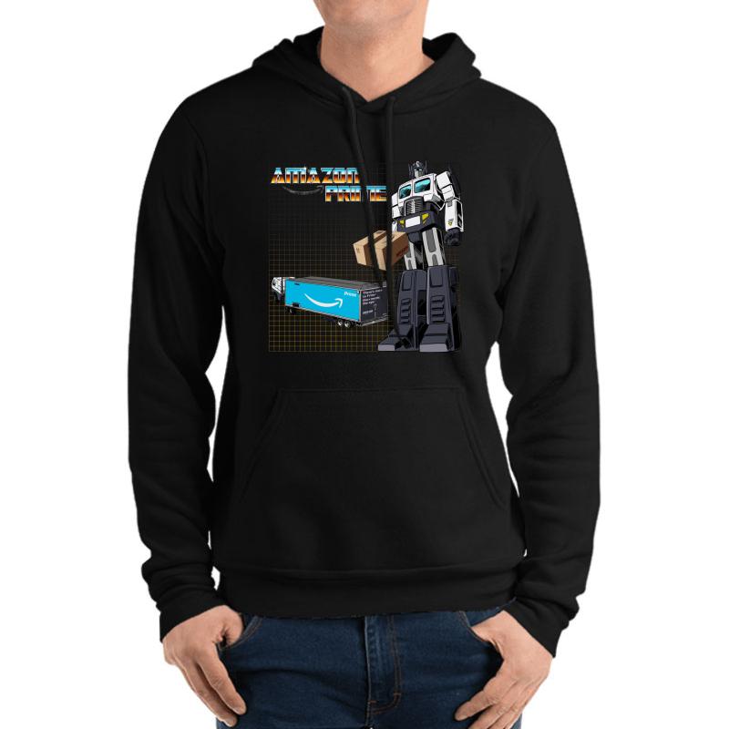 Amazon Prime Optimus Transformers Truck Unisex Hooded Sweatshirt Men Black