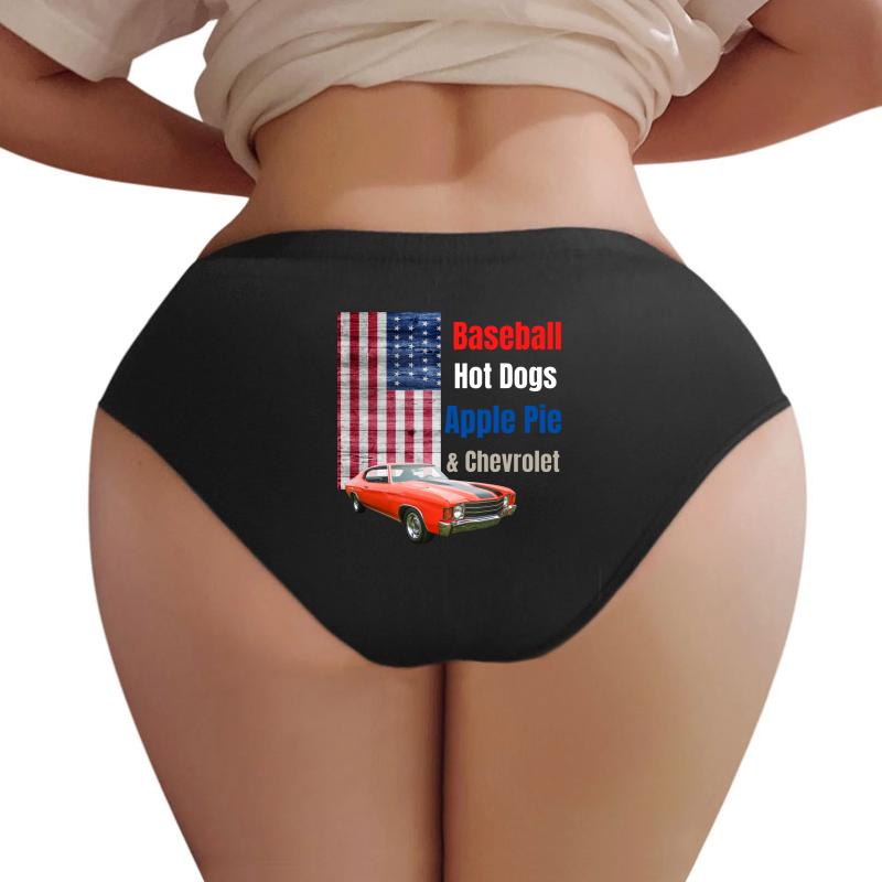 America Shirt Baseball Hot Dogs Apple Pie And Chevrolet Famous 70S Commercial Women Underwear Panties Women Black