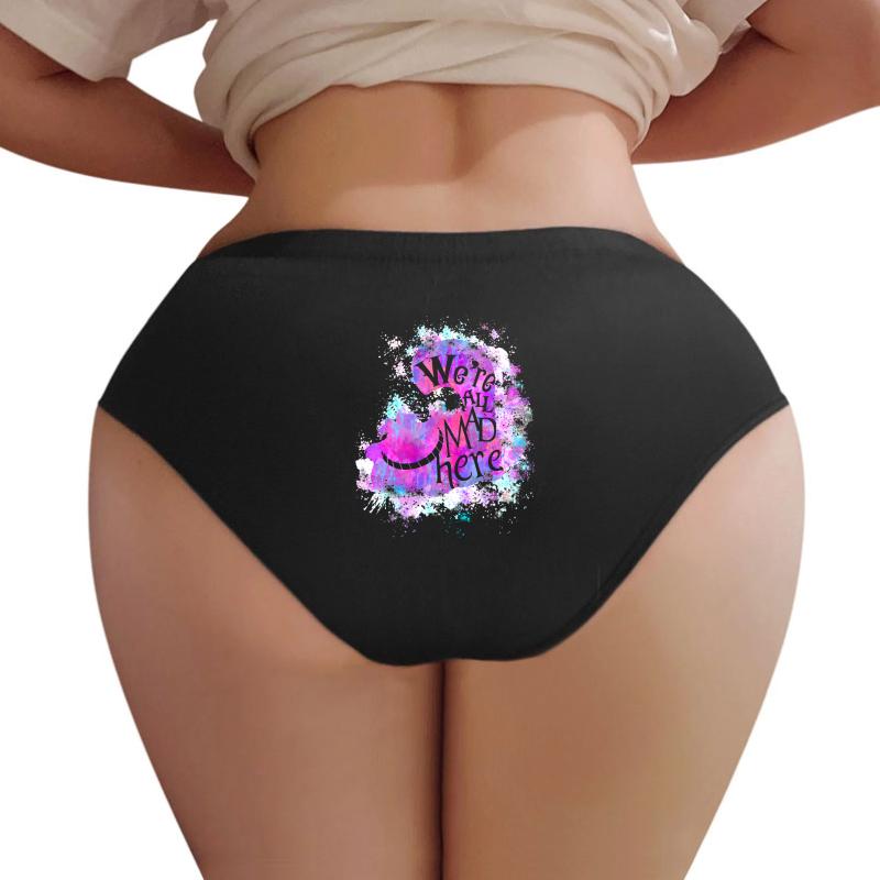 We're All Mad Here Women Underwear Panties Women Black