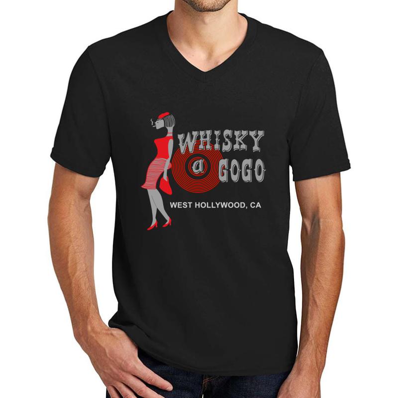 Vintage Whisky A Go Go Unisex V-Neck T-Shirt Men Black