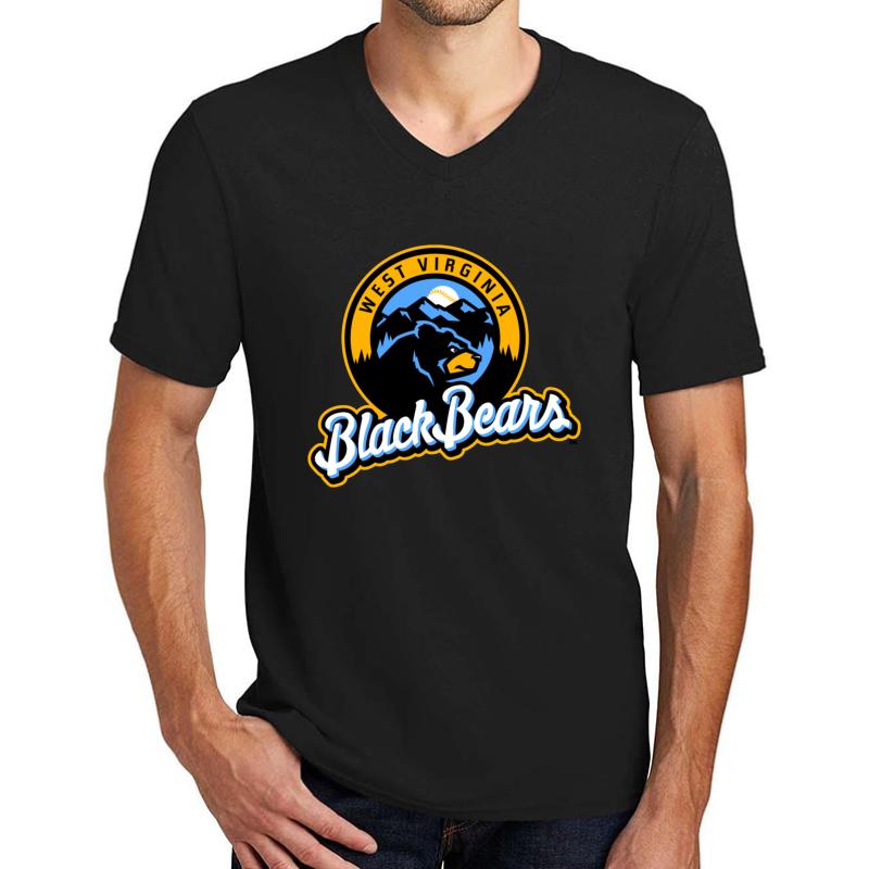 West Virginia Black Bears Unisex V-Neck T-Shirt Men Black