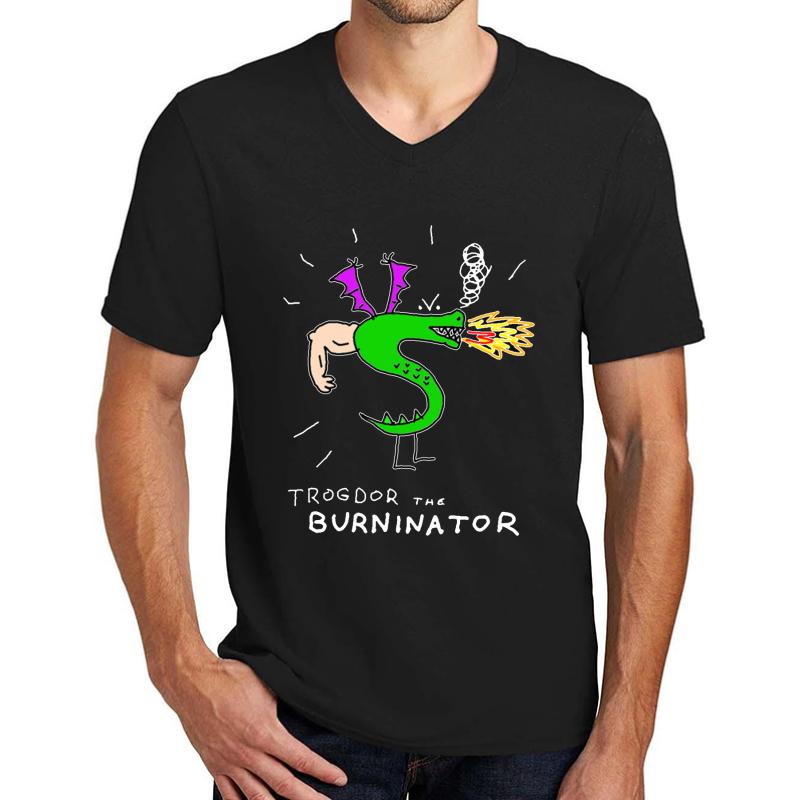 Trogdor The Burninator 94 Shirts For Mom T Shirt Yarn Gift Pattern Dad Shirt T Shirt Bundle Unisex V-Neck T-Shirt Men Black