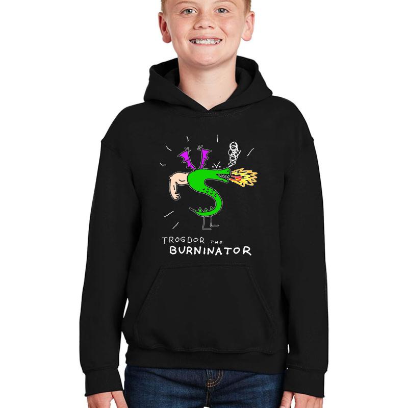 Trogdor The Burninator 94 Shirts For Mom T Shirt Yarn Gift Pattern Dad Shirt T Shirt Bundle Youth Hooded Sweatshirt Boy Black