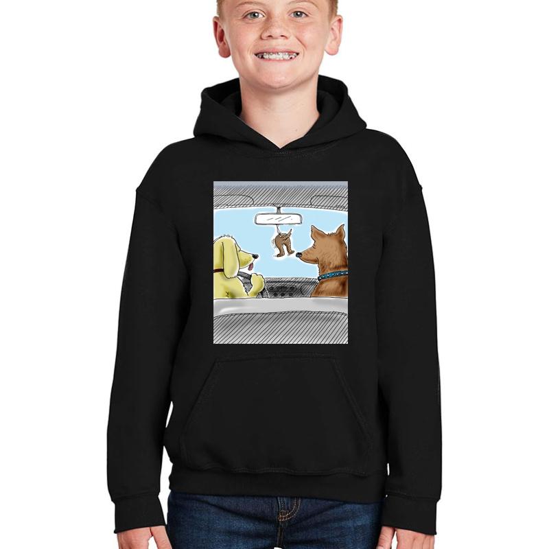 Vintage The Far Side Cartoon Framed Art Print Youth Hooded Sweatshirt Boy Black