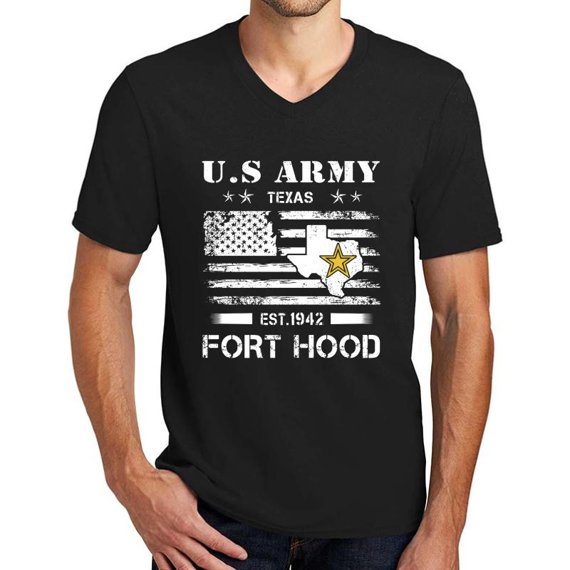 Us Army Fort Hood Texas Unisex V-Neck T-Shirt Men Black