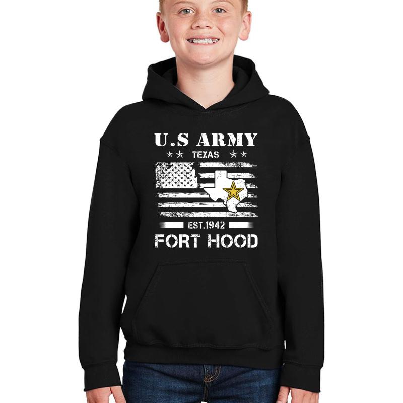 Us Army Fort Hood Texas Youth Hooded Sweatshirt Boy Black