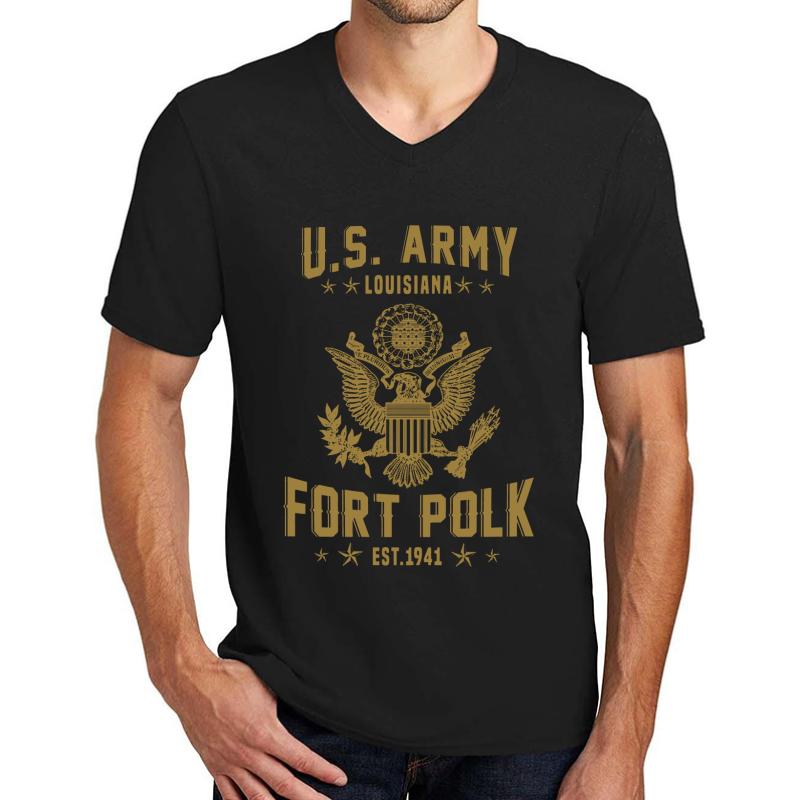 Us Army Fort Polk Louisiana Unisex V-Neck T-Shirt Men Black