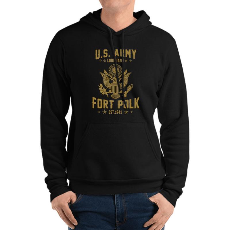 Us Army Fort Polk Louisiana Unisex Hooded Sweatshirt Men Black