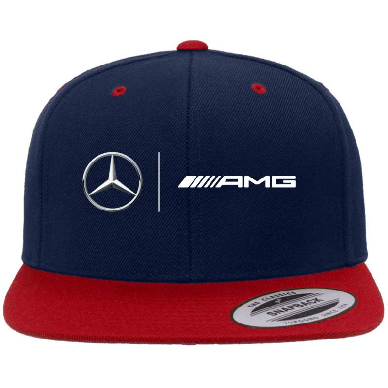 Amg Mercedes Black Premium Flat Bill Snapback Cap  Navy