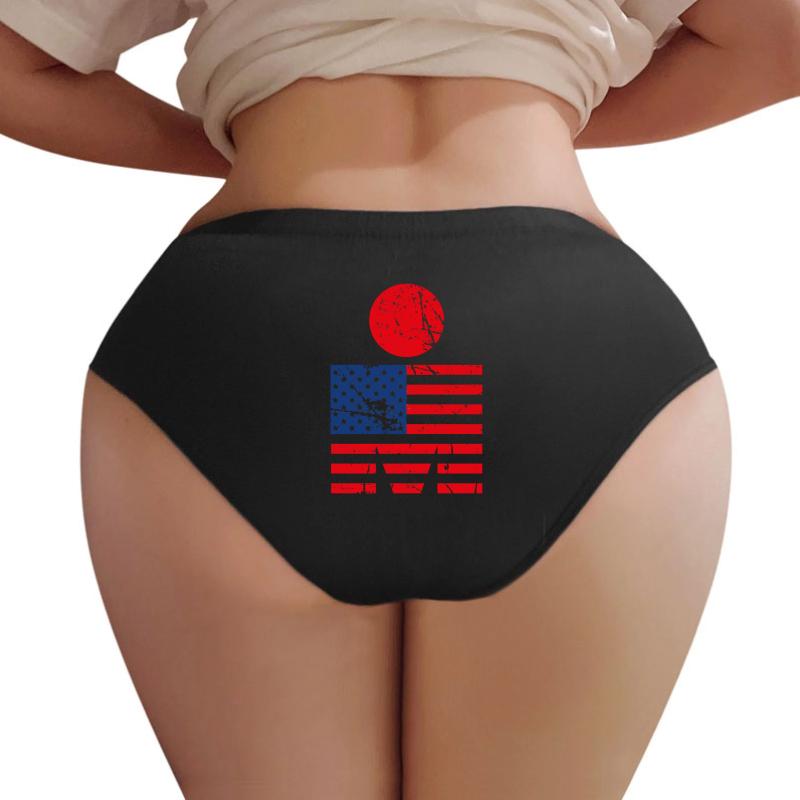 American Flag Ironman Triathlon Swim Bike Run Women Underwear Panties Women Black