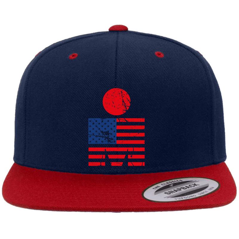 American Flag Ironman Triathlon Swim Bike Run Premium Flat Bill Snapback Cap  Navy