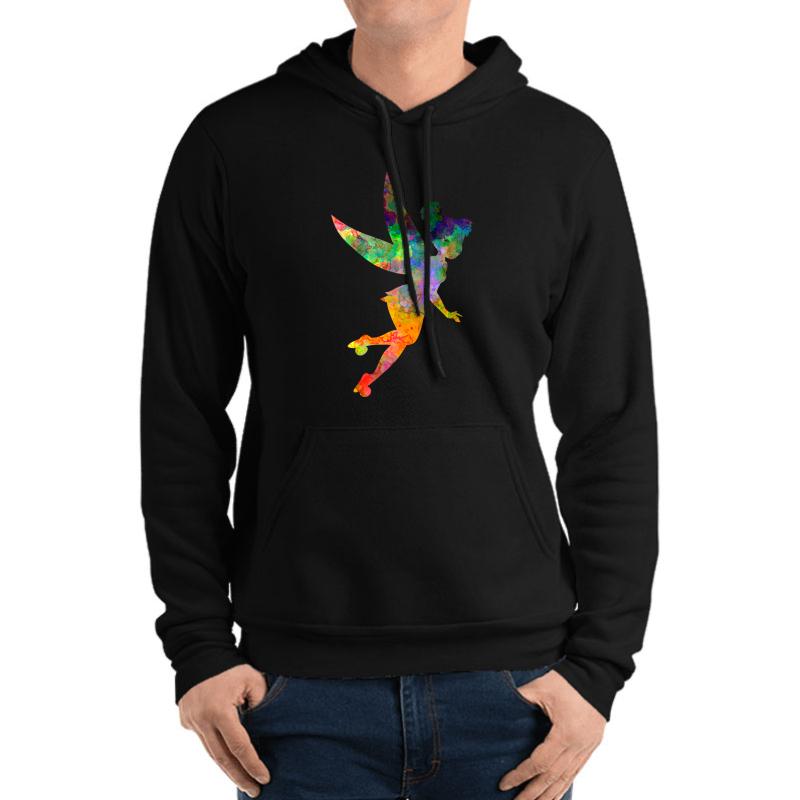 Tinkerbell In Watercolor Unisex Hooded Sweatshirt Men Black