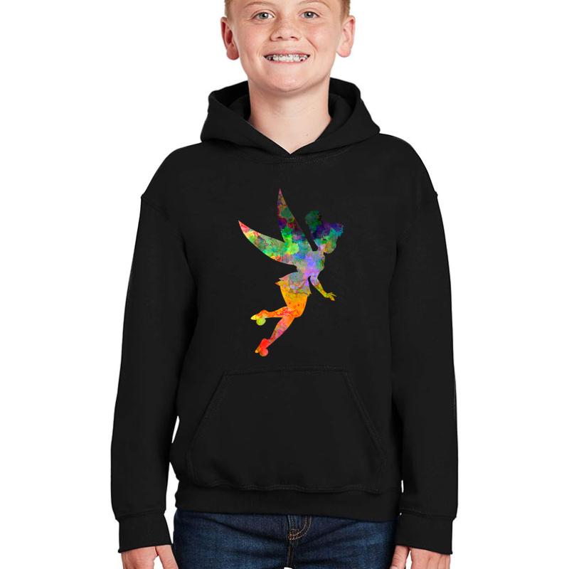 Tinkerbell In Watercolor Youth Hooded Sweatshirt Boy Black