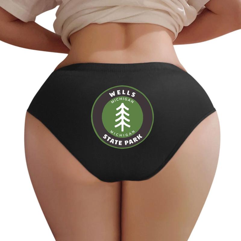 Wells State Park Michigan - Mi Forest Badge With A Tree Women Underwear Panties Women Black